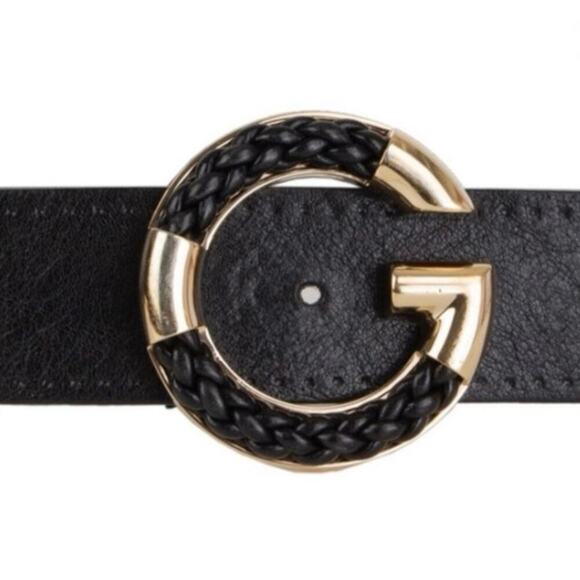 Gucci Unisex Black Calfskin Leather Gold Braided G Logo Buckle Belt | 80•32 - Picture 5 of 15